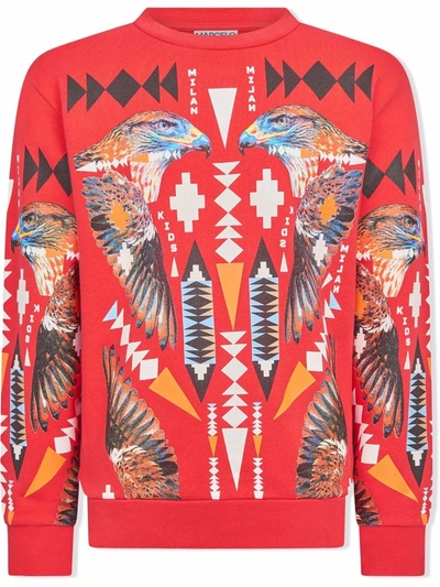 Shop Marcelo Burlon County Of Milan Hawk Cross Crew-neck Sweatshirt In Red