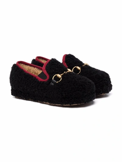 Shop Gucci Horsebit-detail Slippers In Black