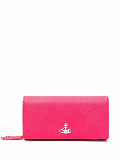 Shop Vivienne Westwood Orb-logo Leather Wallet In Pink