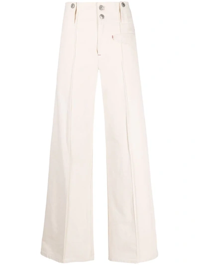 Shop Isabel Marant High-waist Wide-leg Trousers In Neutrals