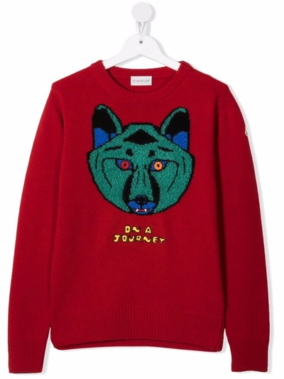 Shop Moncler Dna Journey Knitted Jumper In Red