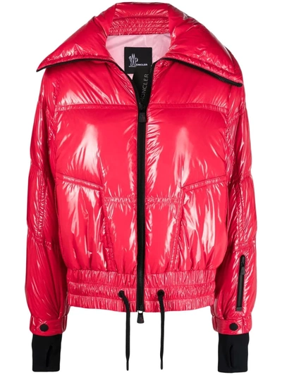 Shop Moncler Chambairy Logo-patch Puffer Jacket In Red