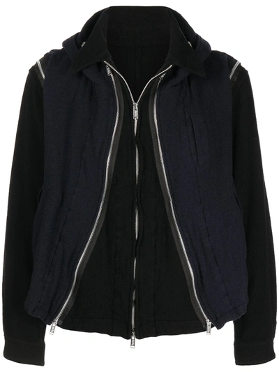 Black Wool Double Zip Jacket