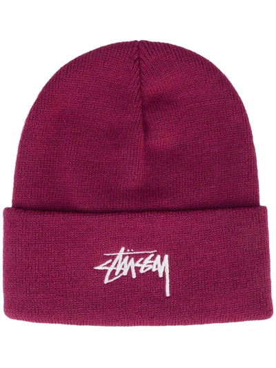 stussy pink beanie