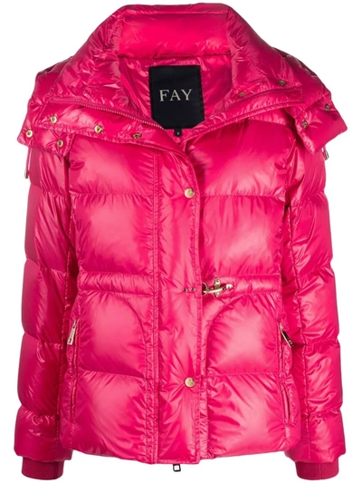 Fay Hooded Padded Down Jacket In Pink