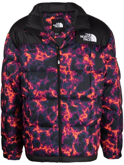 Shop The North Face Lhotse Marble-print Down-filled Jacket In Black