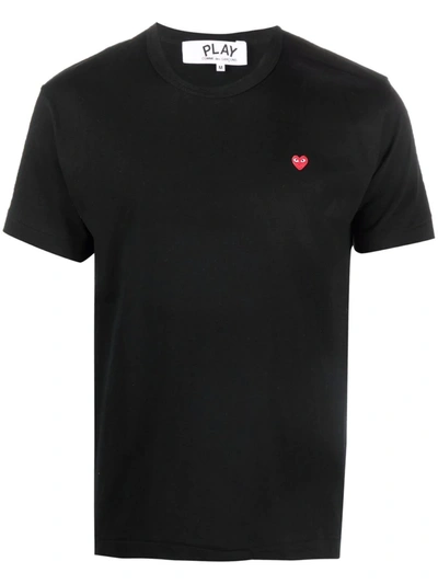 Shop Comme Des Garçons Play Heart Logo Cotton T-shirt In Black