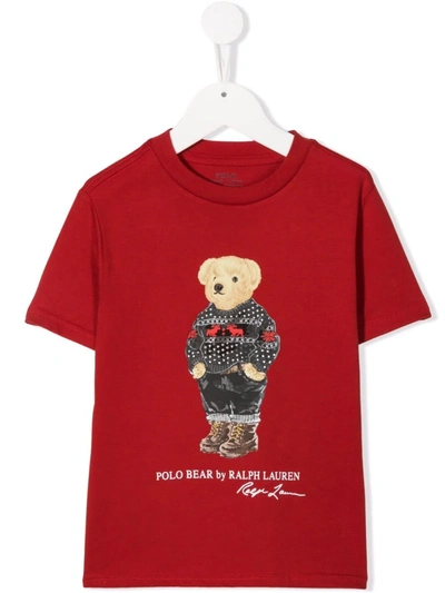 Polo Ralph Lauren Polo Bear-print Short-sleeved T-shirt In Red