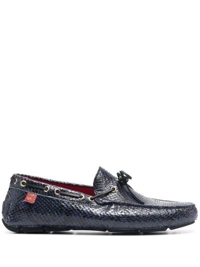 Shop Giuliano Galiano Faux-snakeskin Loafers In Blue