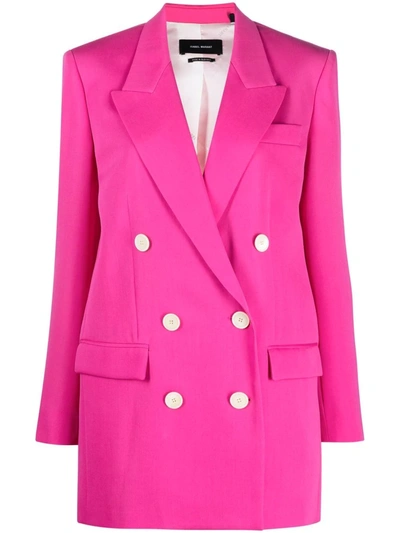 Shop Isabel Marant Double Breasted Blazer In Pink