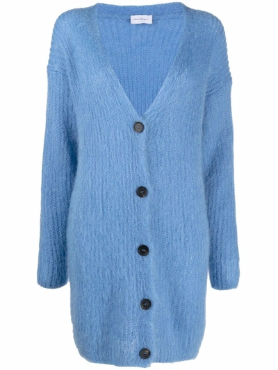 Shop Ferragamo V-neck Buttoned Cardigan In Blue