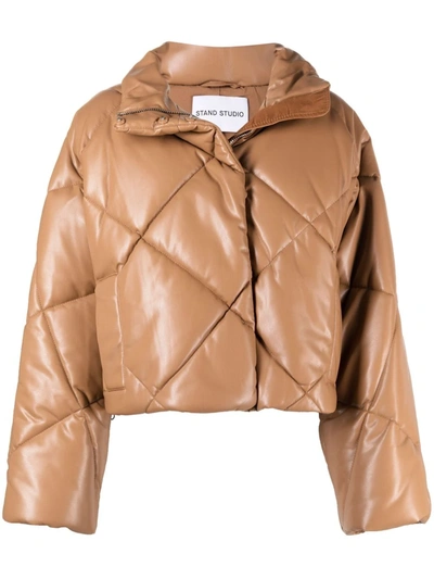 Shop Stand Studio Quilted Short Jacket In Brown