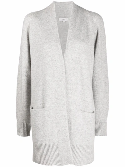 Shop Vince Long-sleeved Cashmere Cardigan In Grey