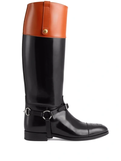Shop Gucci Horsebit Knee-high Boots In Black