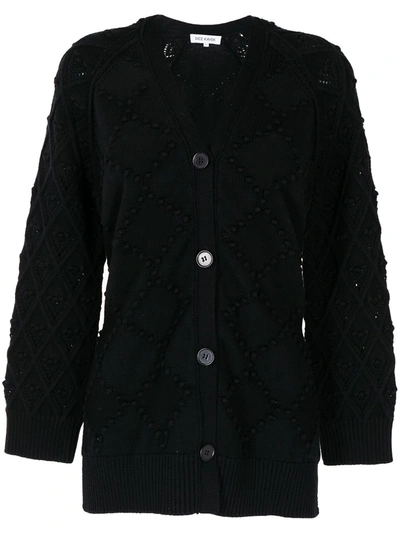 Shop Dice Kayek Diamond-stitch Wool Cardigan In Black