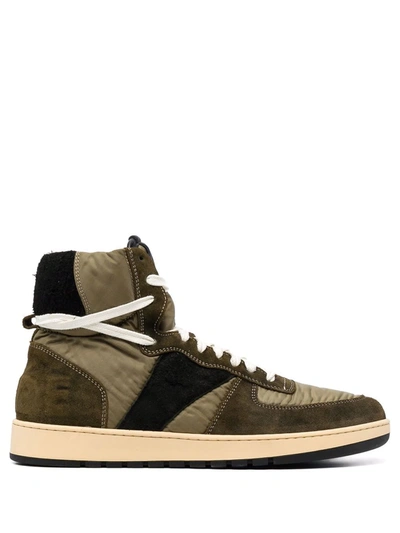 Shop Rhude Rhecess Panelled High-top Sneakers In Green