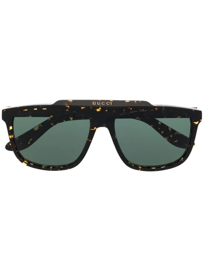 Shop Gucci Pilot-frame Sunglasses In Brown