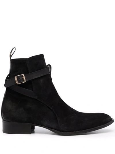Shop Giuliano Galiano Buckled Strap Ankle Boots In Black