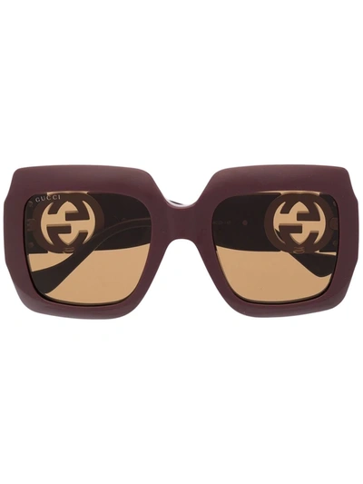 Shop Gucci Square Frame Sunglasses In Purple