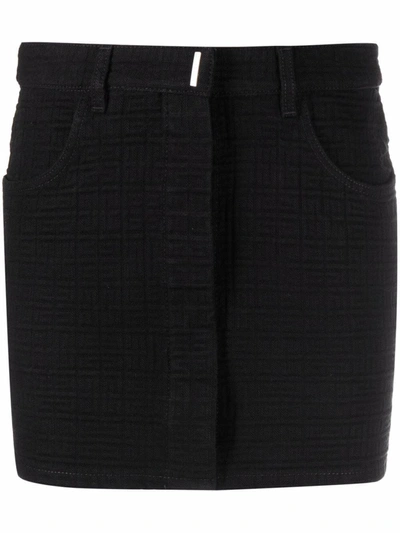 Shop Givenchy High-waisted Denim Mini Skirt In Black