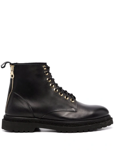 Shop Giuliano Galiano Zipped Lace-up Leather Boots In Black