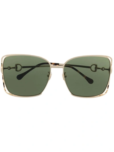 Shop Gucci Square-frame Sunglasses In Gold