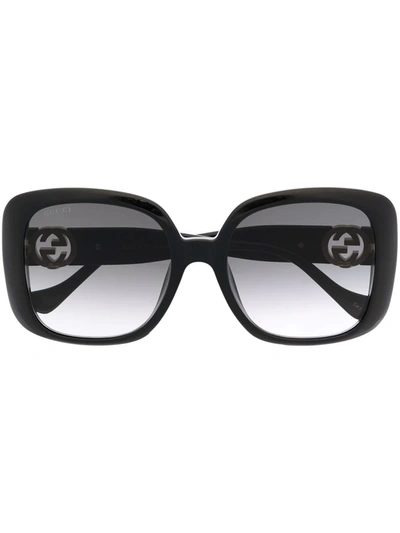 Shop Gucci Oversized Square Sunglasses In Black