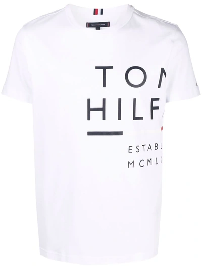 Shop Tommy Hilfiger Logo Cotton T-shirt In White
