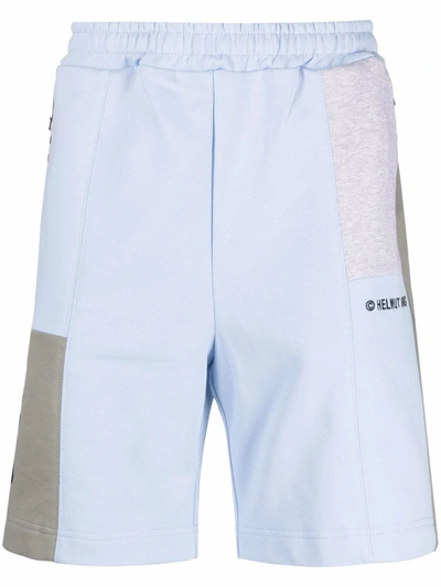 Shop Helmut Lang Logo Jersey Shorts In Blue