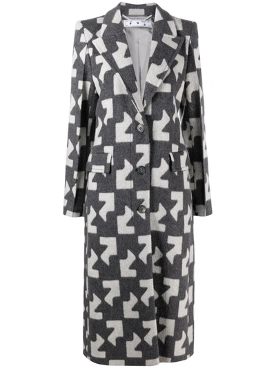 Shop Off-white Geometric Pattern Overcoat In Grey