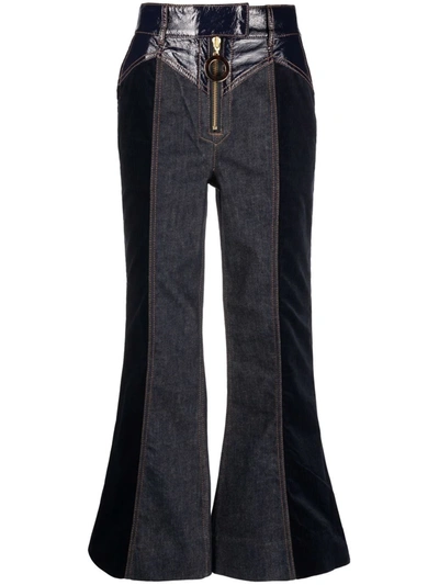 Shop Zimmermann Rhythm Panelled Flared Jeans In Blue