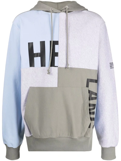 Shop Helmut Lang Logo-print Pullover Hoodie In Green