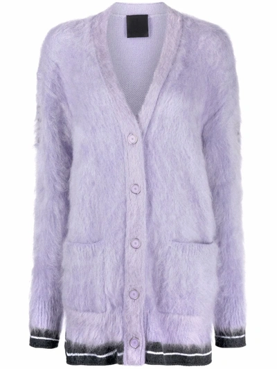 Shop Givenchy Stripe-trim Cardi-coat In Purple