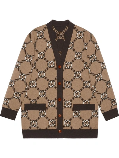 Shop Gucci Reversible Interlocking G Cardigan In Brown