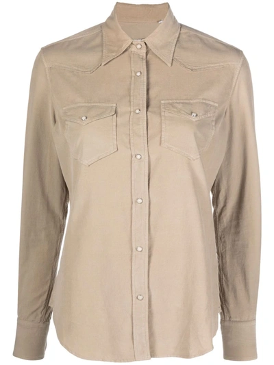 Shop Xacus Buttoned-up Cotton Shirt In Neutrals