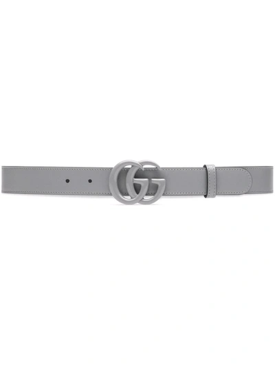 Shop Gucci Gg Marmont Leather Belt In Grey