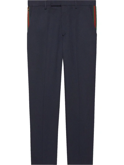 Shop Gucci Mid-rise Tailored Trousers In Blue