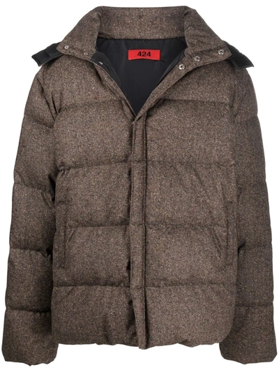Shop 424 Zipped Padded Jacket In Brown