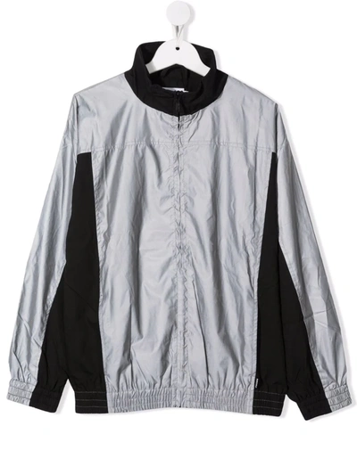Molo Teen Two-tone Zip-up Track Jacket In Grey