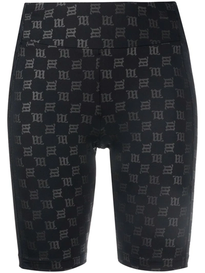 Misbhv Black Monogram Biker Shorts In Black