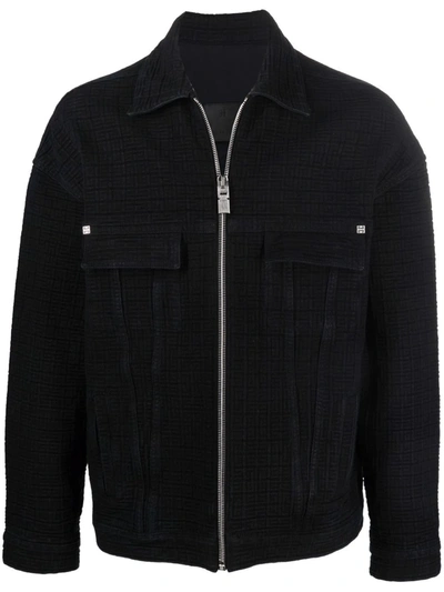 Shop Givenchy 4g Monogram Denim Jacket In Black