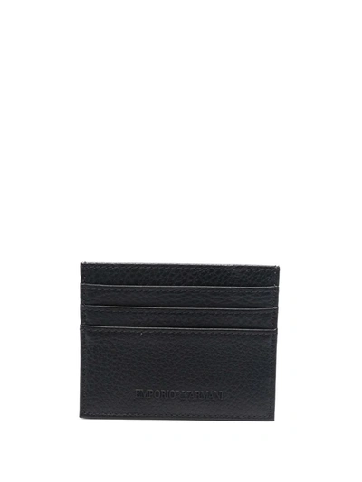 Shop Emporio Armani Logo-lettering Leather Cardholder In Black