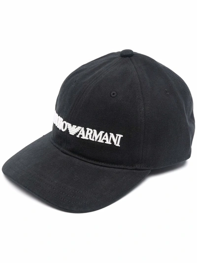 Shop Emporio Armani Embroidered-logo Baseball Cap In Black