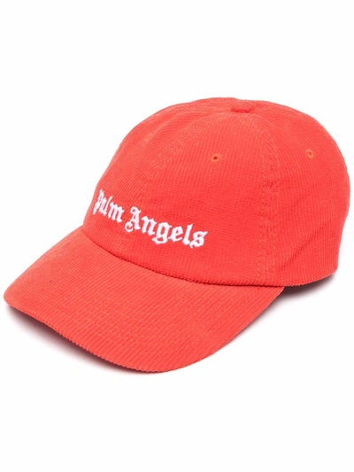 Shop Palm Angels Logo-embroidered Cap In Red