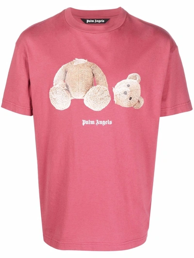 Shop Palm Angels Teddy Bear-print T-shirt In Pink