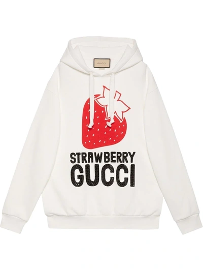 Shop Gucci Logo-print Drawstring Hoodie In White