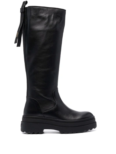 Shop Redv Knee-high Pull-tag Boots In Black