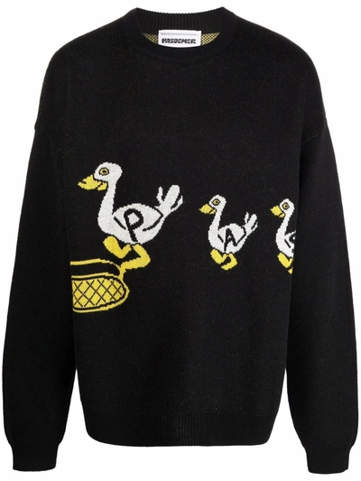 Shop Pas De Mer Duck-knit Crew-neck Jumper In Black