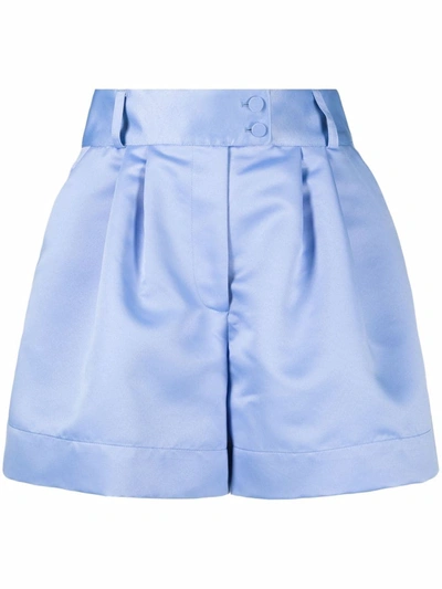 Shop Styland High-waisted Pleated Shorts In Blue