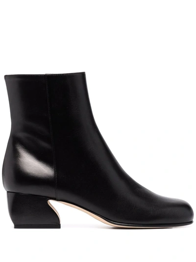 Shop Si Rossi Low-heel Leather Boots In Black